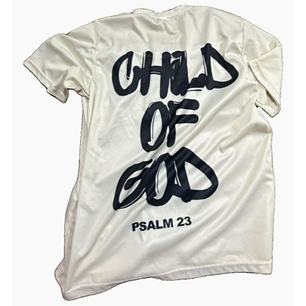 Men's White Religious Graphic Print T-Shirt "Child of God" Psalm 23 XL